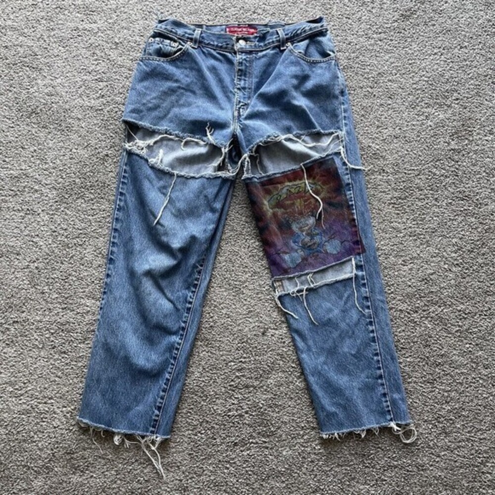Levis Classic Relaxed 550 Jeans Womens Size 14 Mis M Printed / Ripped High Rise